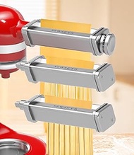 3 PCS Pasta Maker Attachment for All KitchenAid Stand Mixers, Pasta Accessories Including Pasta Roller, Fettuccine Cutter, and Spaghetti Cutter for Noodle Ravioli, 304 Stainless Steel, Cleaning Crush