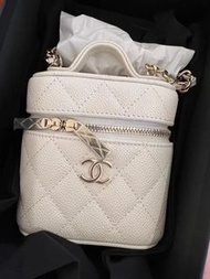 全新代購 22c Chanel 小廢包 牛皮白色caviar