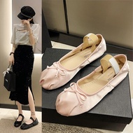 HOT★Classic Silk Ballet Shoes Lace Up Ballet Shoes Women Round Toe Bowtie Women Flats Elegant Valent