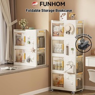 【FUNHOM DECOR】Foldable Storage Cabinet Removable Clothes Storage Cabinet Floor Standing Shelves Book