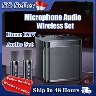 sg stock YS-203 Microphone Audio Wireless Home KTV Audio Set Buetooth Karaoke Machine Speaker System With 2 Microphones