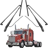 2-Pcs Front Windshield Wiper Arm Pair Kit with Spray Nozzle and Blade Fit for Kenworth 2008-2014 T60