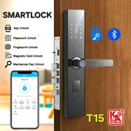 TTLOCK T15 Bluetooth Digital Smart Lock 5 in 1 With 6068 Lock Mortise Colour Black Aluminum