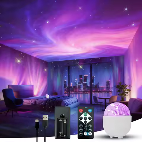 LED Starry Sky Projector Wave and Nebula Night Light Rotating Star River Atmosphere Light USB Bedroo
