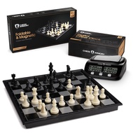 Travel Chess Set and Chess Clock Bundle