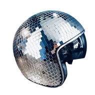 Classic Disco Ball Helmet Mirror Glitter Ball Helmets Hat for Club Bar Party Full Glass Reflective M