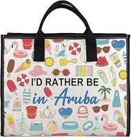 G2TUP Aruba Lover Gift I'd Rather Be in Aruba Makeup Bag Aruba Trip Cosmetic Bag Aruba Souvenirs Gif