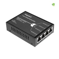 Gigabit 4 Port 60W PoE Extender, 1000Mbps 1 in 4 Out PoE+ Repeater with 3 Mode Available, 60W 802.3B
