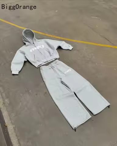 American Y2K Harajuku personality retro high street trend hoodie Y2K hip-hop sportswear suit Gothic 