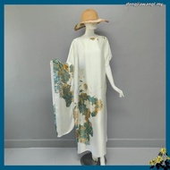 [Free Shipping COD]Abaya Summer Long Dress Silk Kaftan Beachwear Plus Size 2 Piece jubah kaftan sati