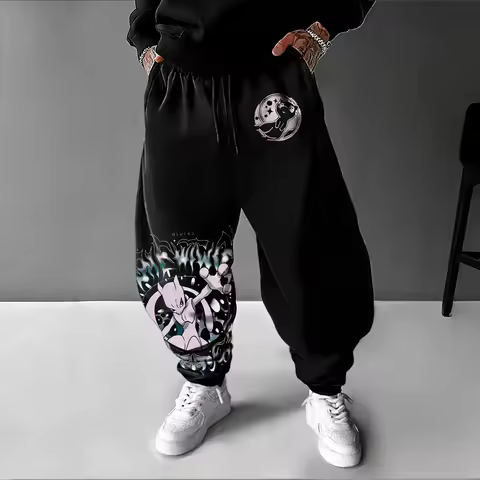 Pokémon Game Mewtwo Printed Cotton Sweatpants 2026 Unisex Spring/summer Street Hip-hop Versatile Cas