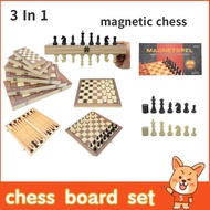 3 In 1 Wooden Magnetic Chess Board Set /Folding Damath Board/Chess Board Game For Kids With Checkers