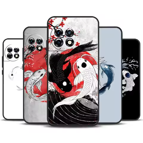 Koi Fish Yin Yang Case For OnePlus 12R 10T 10R 9RT 9 10 Pro OnePlus 12 11 Nord 3 2T CE 2 Lite N20 N1
