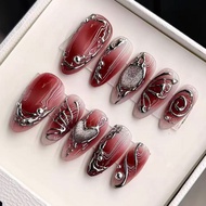 Butterfly Gray Red Wear Nails Nails Fake Nails Wear Nails