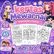 50 Sheets of Black and White HVS Coloring Paper Huntrix hunter Theme (Rumi Mira Zoey) A5 Size (15x20