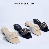 BEST SELLER Hj-77 Nauren Wila Heels Women's Sandals with 3 Cm Heels, Modern Women's Knitted Canvas M