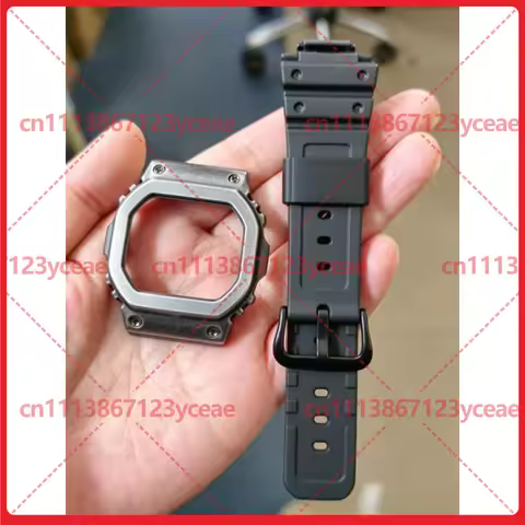 For Casio G-SHOCK DW5600 GW5600 GWB5600 5610 GLX5600 Metal Bezel Black Resin Watch Band Replacement 