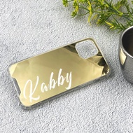 客製化禮物 個性化金色鏡面蘋果手機殼iPhone14 15 16 Pro Max
