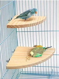 1入隨機顏色木製扇形鳥玩具,倉鼠跳板,休息平台,適用於鸚鵡,倉鼠籠子配件
