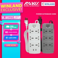 Royu by Winland  6 Socket Power Extension Cord Cable Wire & 2 USB Ports REDEC626