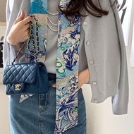 CHANEL CF方胖子 羊皮藍色 銀扣鏈 16*7*12cm  98新配件保卡塵袋