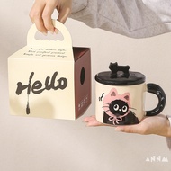 tumbler cute ceramic mug exchange gift coffee cup with Lid cute mug cawan cute kids mug 杯子可愛 mug cat