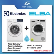 ELECTROLUX EWF8024D3WB 8KG FRONT LOAD WASHING MACHINE + ELBA EBD 781H VT 7KG FRONT LOAD HEAT PUMP DR