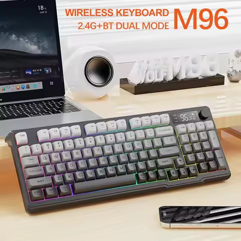 M96 Bluetooth Keyboard Wireless FREEWOLF Screen Gaming Keyboard Electronic Screen Multi-Device Conne