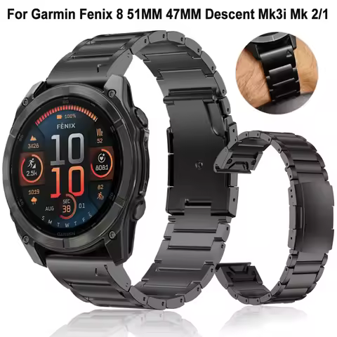 Titanium Alloy 26 22mm Fenix8 Watch Strap For Garmin Fenix 8 47mm 51mm 6XPro Descent Mk 3i 2i Mk 2/1
