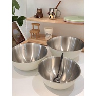 Nordic Style Cream Color 304 Stainless Steel Multifunctional Cooking Bowl/Salad Bowl