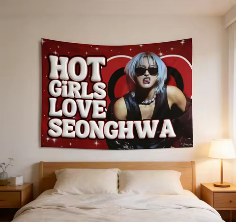 1pc ATEEZ Seonghwa White Fever Girl Kpop MemberTour & Birthday Gift - , Transverse Orientation