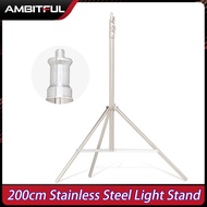 AMBITFUL 200cm 78.7 inches Stainless Steel Heavy Duty Light Stand Tripod with for Photo Studio Softb