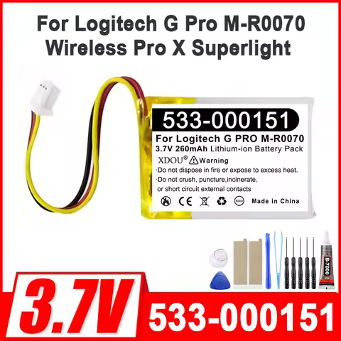 Replacement Mouse Battery For Logitech G PRO M-R0070 Wireless PRO X Superlight 533-000151 240mAh