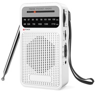 AM FM Pocket Radio Transistor Radio with Loudspeaker Headphone Jack Portable Radio for Indoor Outdoo