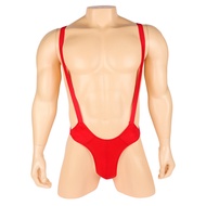 Men's Sexy Underwear Transparent Ice Silk Jumpsuit High Fork Hollow Camisole Men's Strap Thong