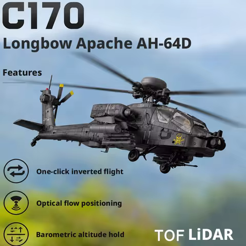 RC ERA C170 AH-64D Apache Military RC Helicopter 1:48 6 Channel No Aileron Single Rotor Altitude Hol