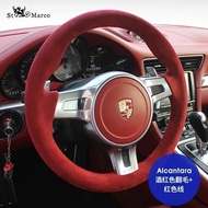 Porsche For Taycan 718 Cayenne Cayman an Panamera Real Alcantara DIY Hand Sewn Steering Wheel Handl