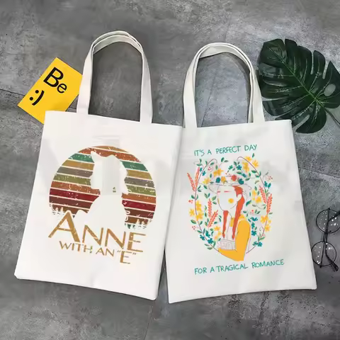 Anne Shirley Green Gables Handbags Shoulder Bags Casual Shopping Girls Handbag Women Elegant Canvas 