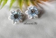Aksesoris 76 - Sepasang Anting Klip Hijab Bunga Besar - Anting Jepit  Handmade