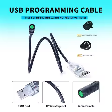 Bafang USB Programming Cable for Motor Tuning Compatible BBS01B BBS02B BBSHD Mid Drive Motor 8Fun Ce