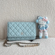 99🆕 Chanel/香奈兒 woc 發財包 baby 藍荔枝牛皮，內置多層卡槽6個特殊雙 c 鏈條尺寸：19cmX12cm 好價得