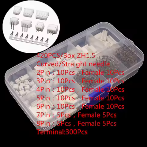 420Pcs/Box JST ZH1.5mm Pitch Terminals Kit 2P3P4P5P6P7P8 Pin Male Female Plug Plastic Housing Header