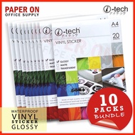 A4 i-Tech Vinyl Sticker Waterproof GLOSSY 10 Packs
