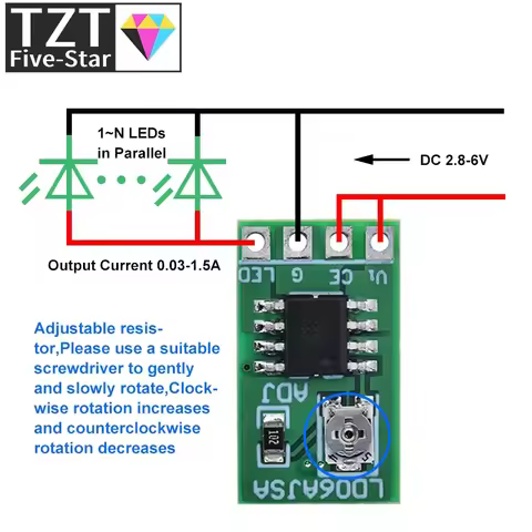TZT 1/5/10PCS 0-1500MA Adjustable Constant Current LED Driver DC 3.3V 3.7V 4.2V 5V PWM Control Board