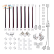5 Pin LED Strip Connector Kit White Plastic Fit for 12Mm RGBW LED Strip Connection Include T Shape 5