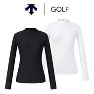 [DESCENTE] GOLF DESCENTE] GOLF GOLF Stand-Up Collar Long-Sleeved Top (Black/White)