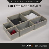 KitchenZ Multipurpose 6-in-1 Storage Organizer Foldable Clothes Drawer Underwear Tudung Size S/M/L W