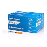 Insulin Syringes 1/2 mL - 31G x 8mm 100 Count Box