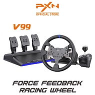 PXN V99 Force Feedback Gaming Steering Wheel Racing Simulator with Hall Magnetic 3 Pedal and Manual 