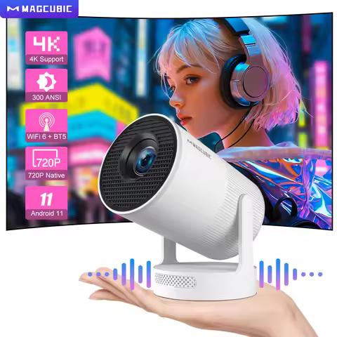 Magcubic Electric Focus 4K Ultra Portable Projector with Speaker 8000Lumens Outdoor Movie Android11 